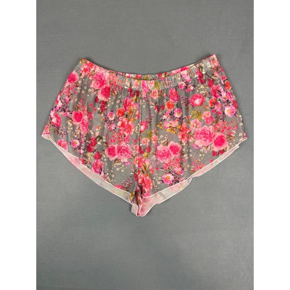 Cottagecore‎ Coquette Shein Floral Mesh Lounge Shorts 2XL Gray Pink
